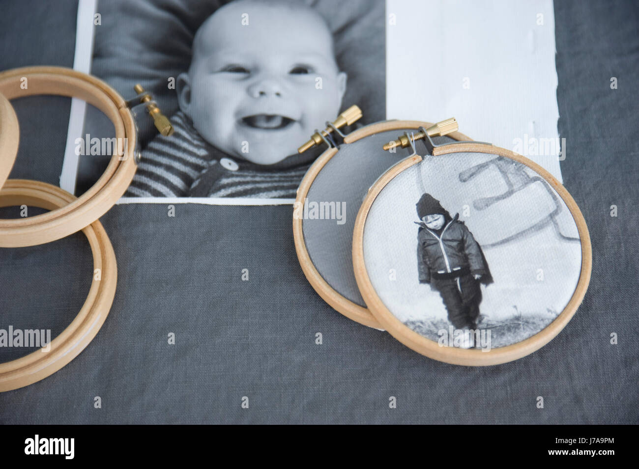 Stickrahmen mit Stockfoto