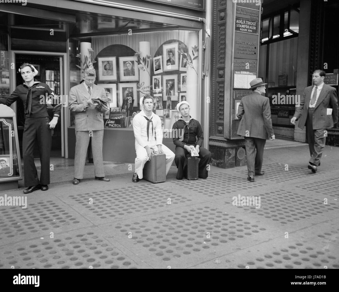 6. Juni 1944 - Times Square und Umgebung am d-Day, New York, New York. Stockfoto