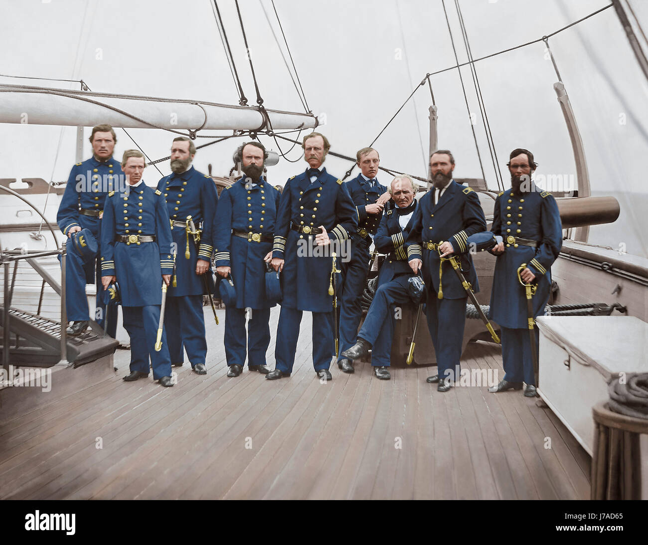 Admiral John A. Dahlgren und seine Offiziere während des amerikanischen Bürgerkrieges Stockfoto