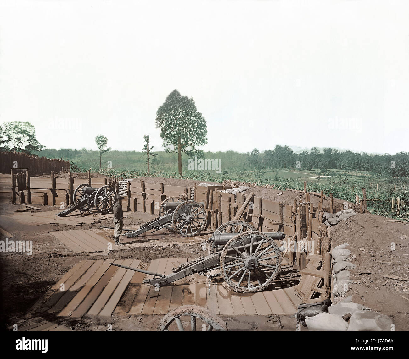 Befestigungen vor Atlanta, Georgia, während des amerikanischen Bürgerkriegs. Stockfoto