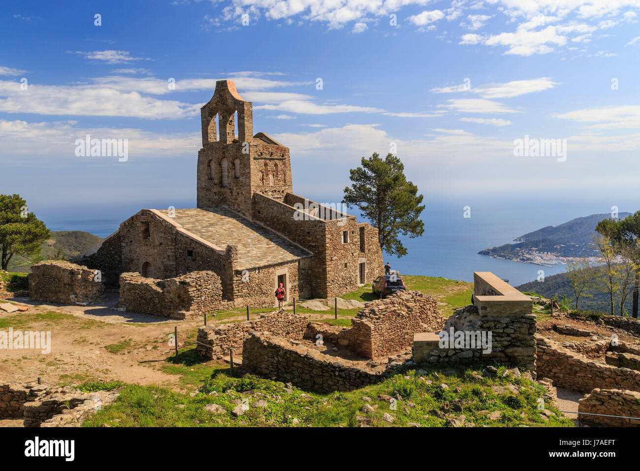 Spanien, Katalonien, Costa Brava, El Port de la Selva, Santa Elena Kirche in der Nähe des Klosters Sant Pere de Rodes Stockfoto