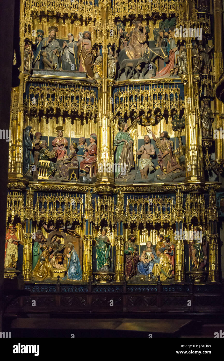 Altarbild, das Leben Jesu, 1511-1531 Giralte Brüssel, Juan de Valmaseda, Kathedrale (Catedral de San Salvador) von Oviedo, Asturien, Spanien Stockfoto