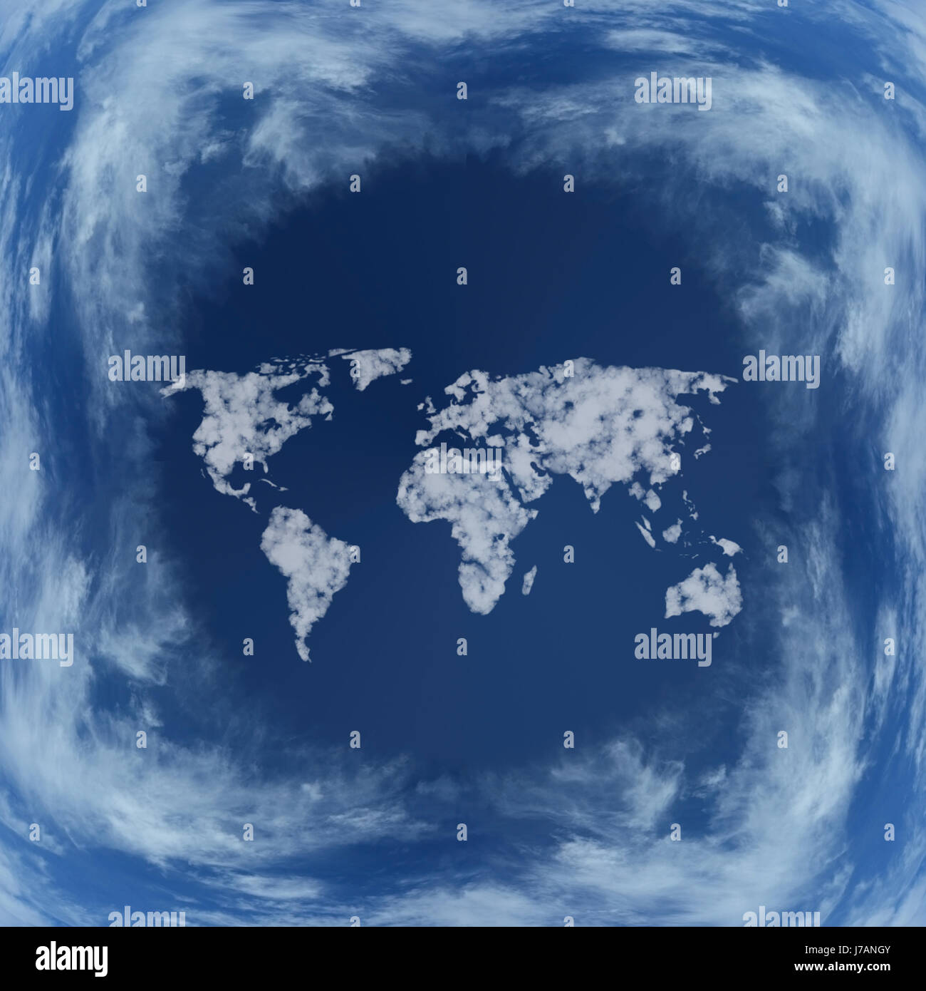 blaue Umwelt Enviroment Globus Planet Erde Wolken Karte Atlas Weltkarte Stockfoto