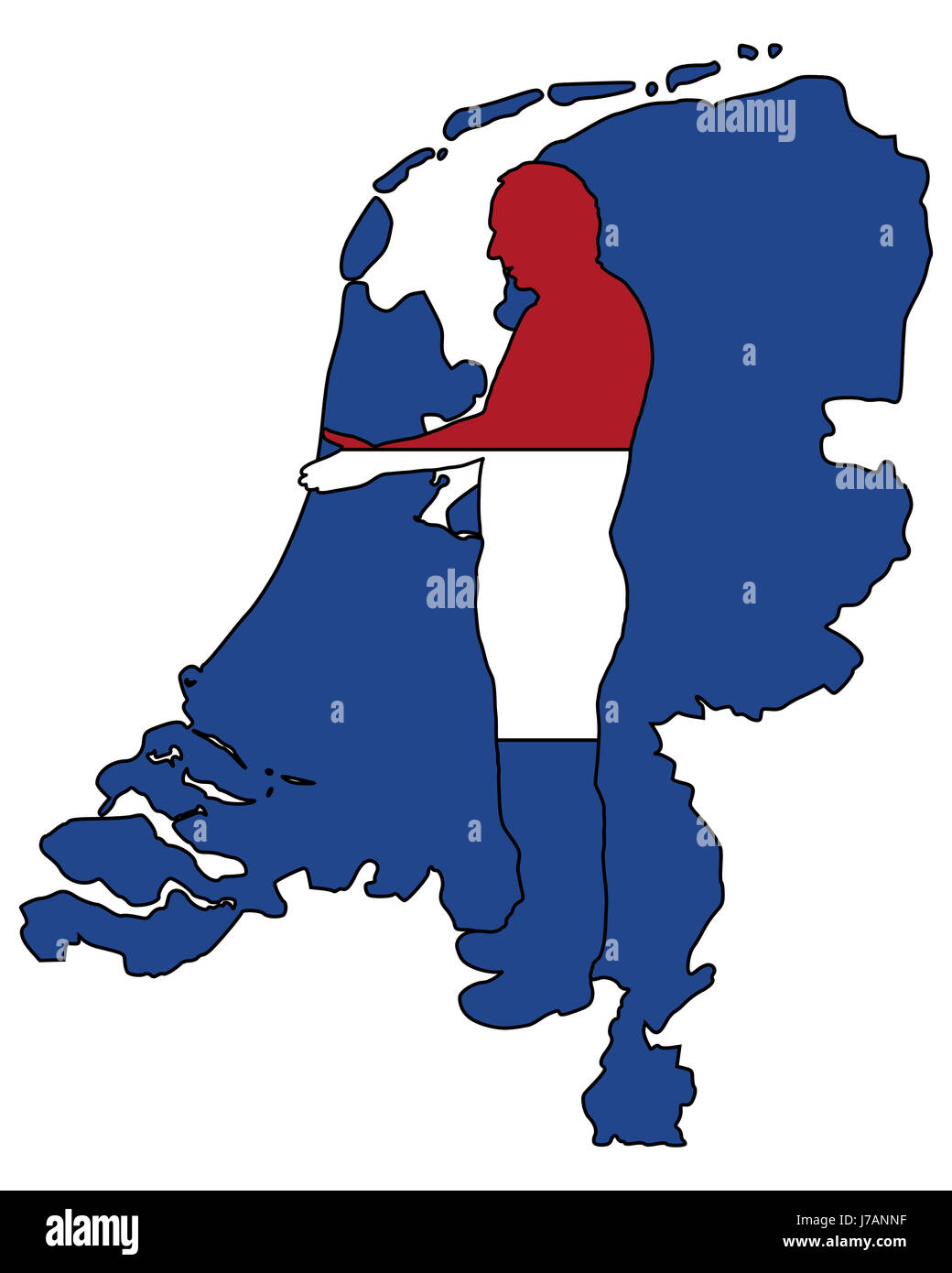 Hand Hand Handschlag Holland Niederlande erhalten Mann Zeichen Signal blaue hand Stockfoto