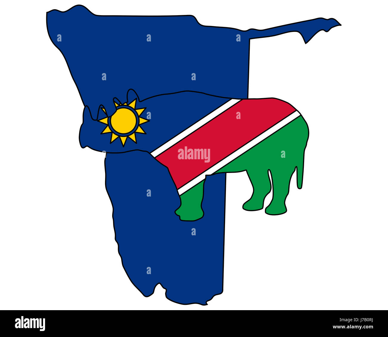 Afrika Namibia Flagge Nashorn Rhinoceros unterzeichnen Signal optional blau Tier Stockfoto