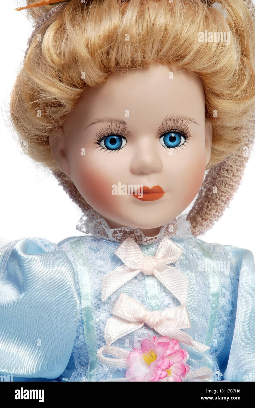 Antike Gesicht Porträt Puppe Porzellan Glas Kelch Becher Hand Frau schöne Stockfotografie