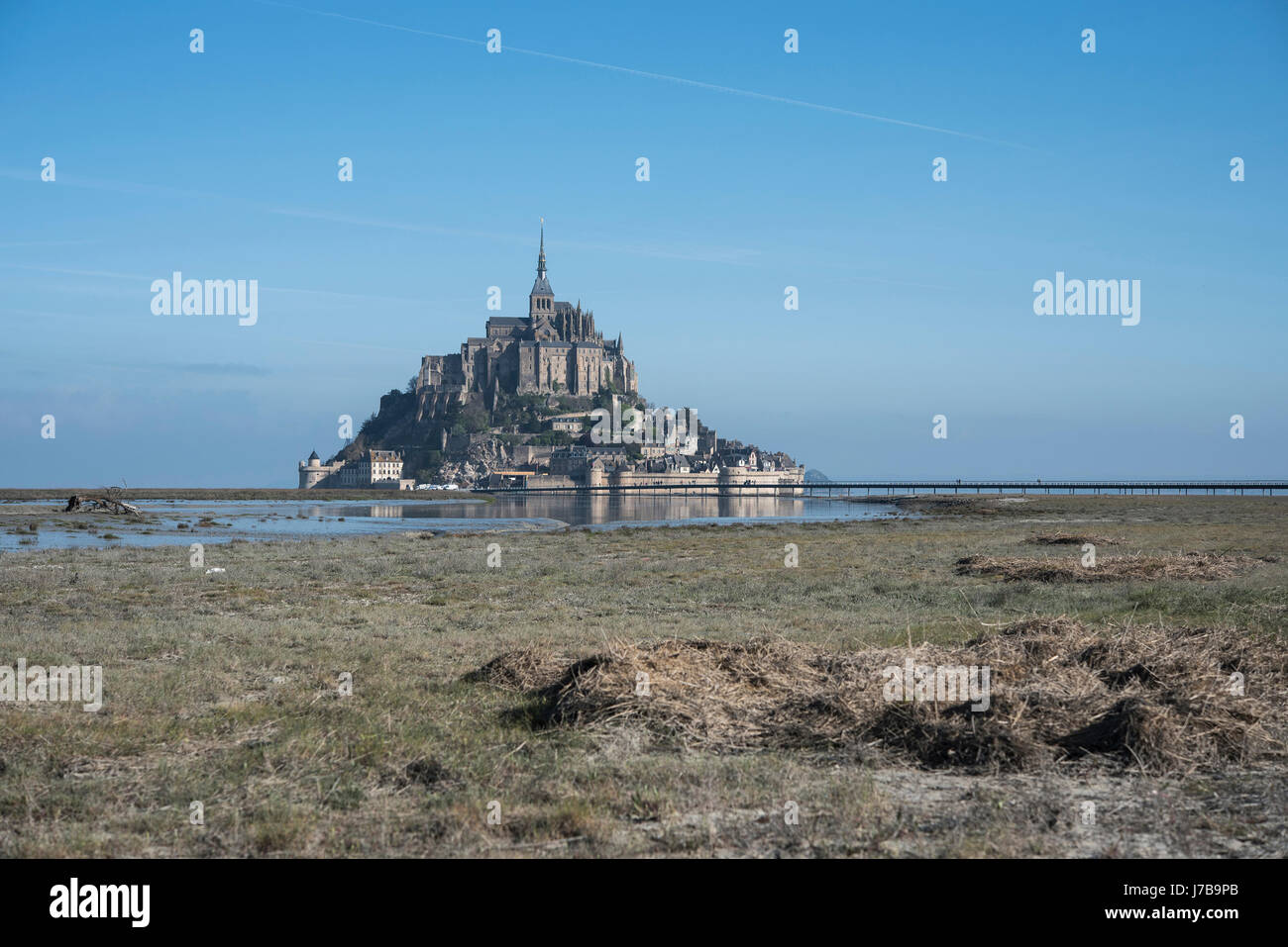 Blick auf mont saint Michel in der Bretagne, Frankreich Stockfoto