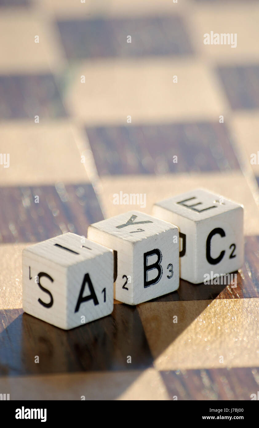 Buchstaben Alphabet ABC Scannen liest Ausbildung game-Turnier Spiel spielen Stockfoto