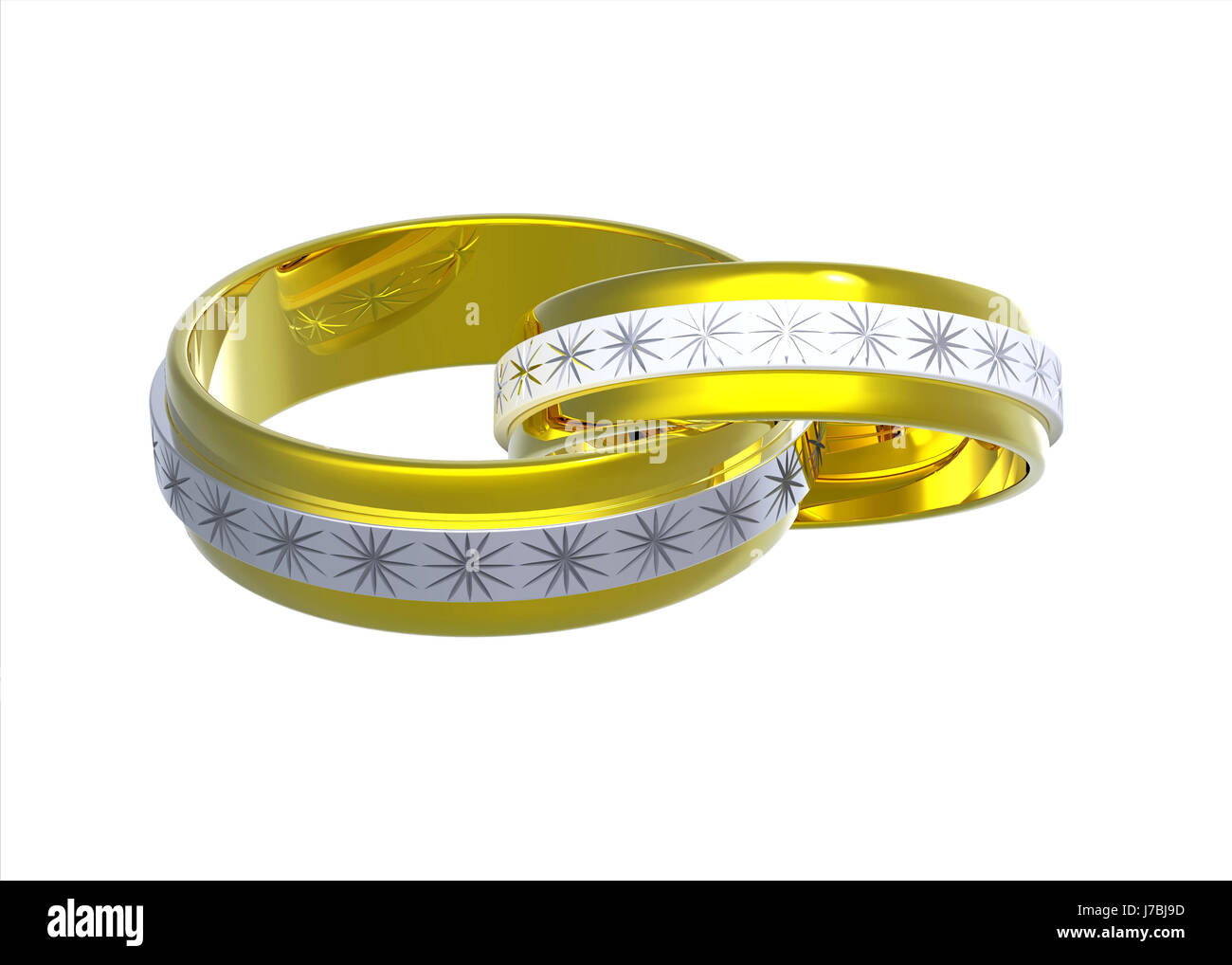 Ring 2 Rendern gold Liebe Ehepaar zusammen Ring 2 Paar Render gold Stockfoto