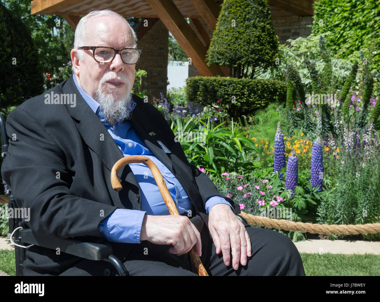 Pop-Künstler, Peter Blake im RHS Chelsea Flower Show 2017 Stockfoto