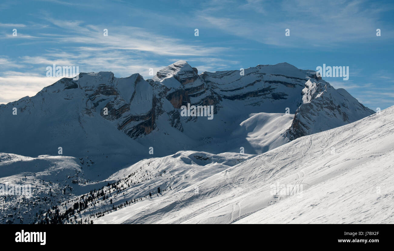 Berge Winter Süd Tirol Abenteuer Ziel Ziel Winter Landschaft Gebirge Stockfoto