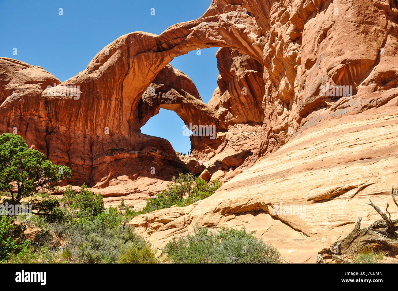 Doppelbogen, Arches-Nationalpark, Moab, Utah Stockfoto