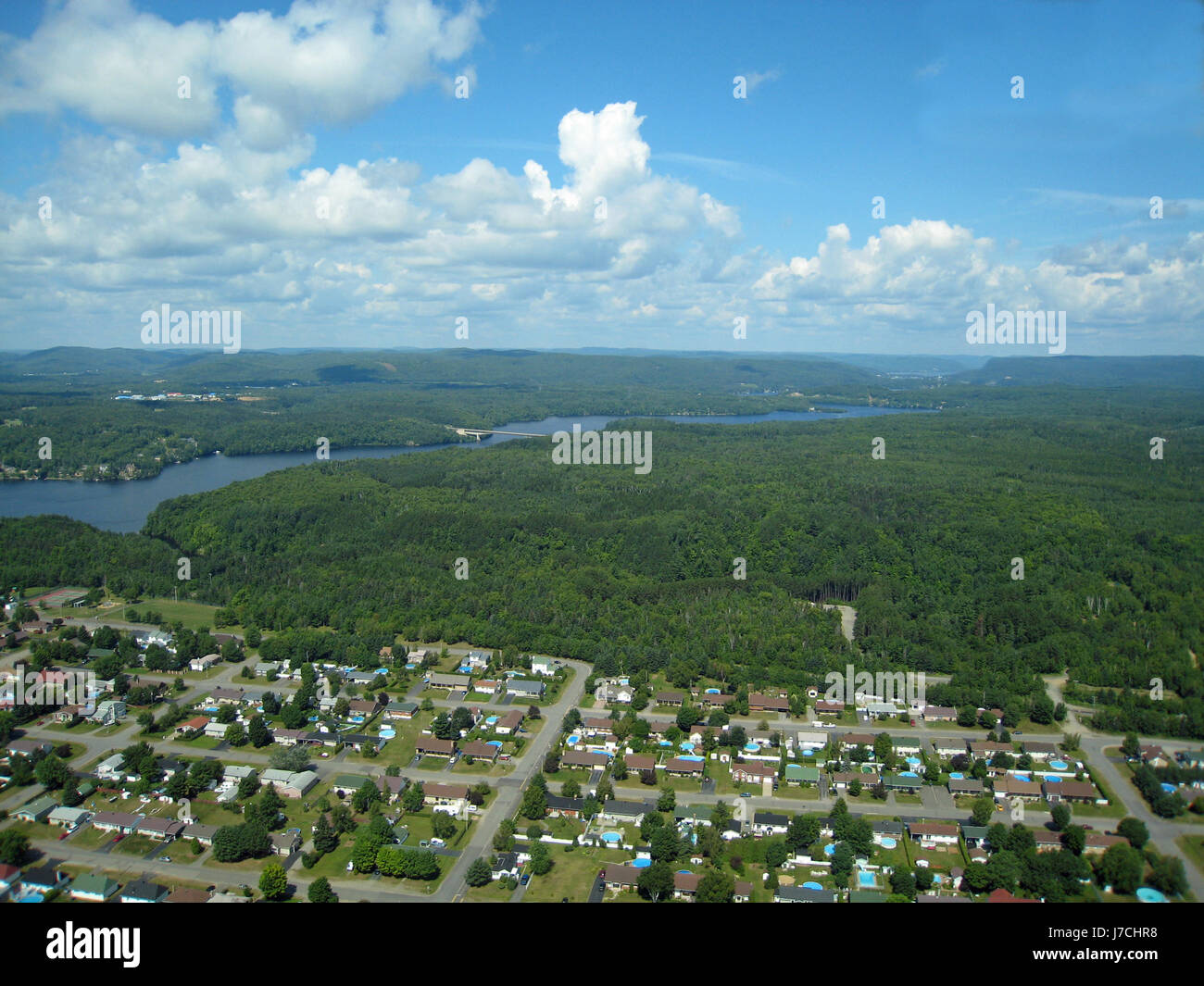 Kanada Anblick Ansicht Outlook Perspektive Vista Panorama Aussichtspunkt Antenne Flusswasser Stockfoto