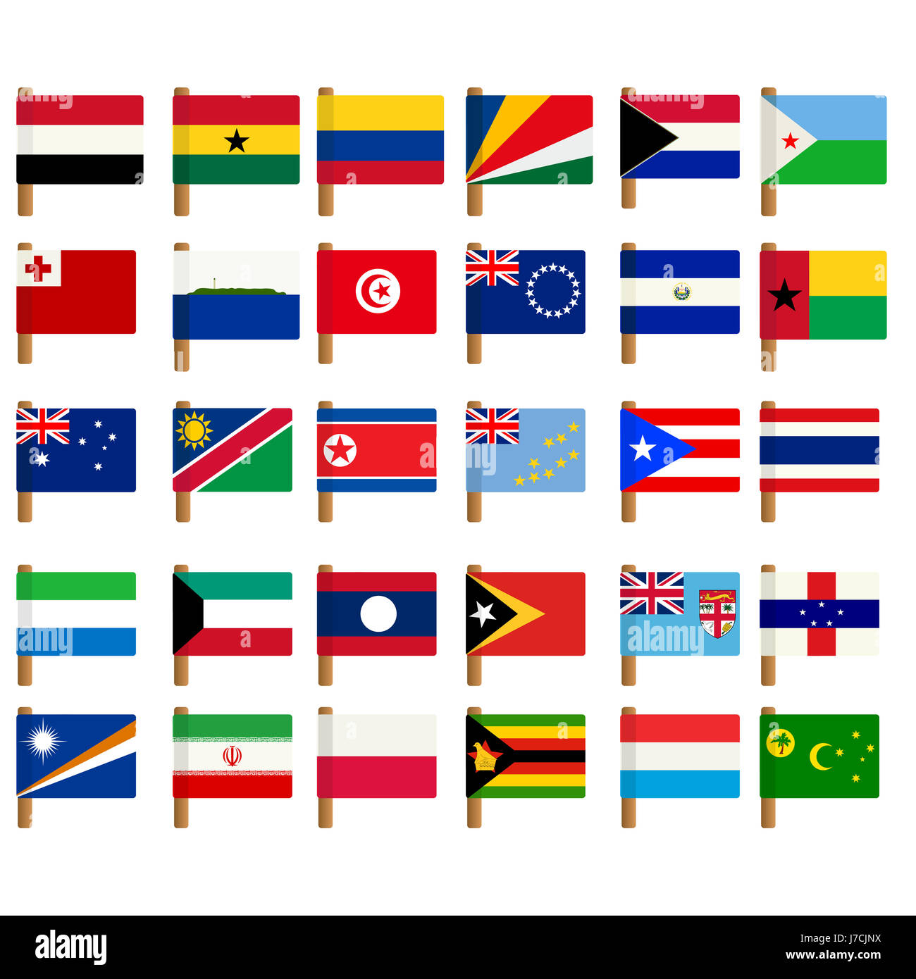 Abbildung Sammlung Flagge Land Piktogramm Symbol Piktogramm Handel Stockfoto