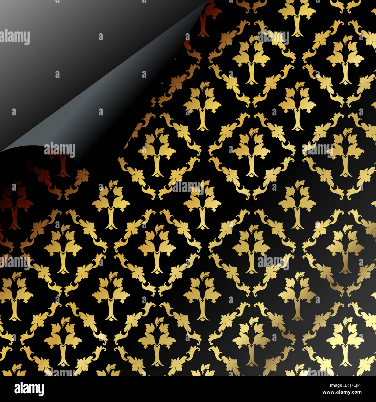 Retro-Tapeten Muster gold Seide Wiederbelebung Kunst barocken Dekoration altmodisch Stockfoto