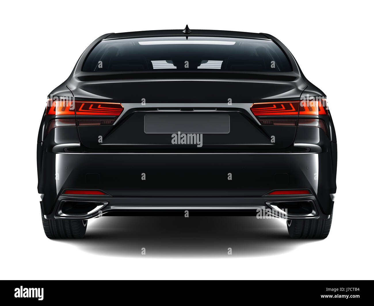 Ansicht der Rückseite schwarz Luxus Auto - 3D-Rendering Stockfoto