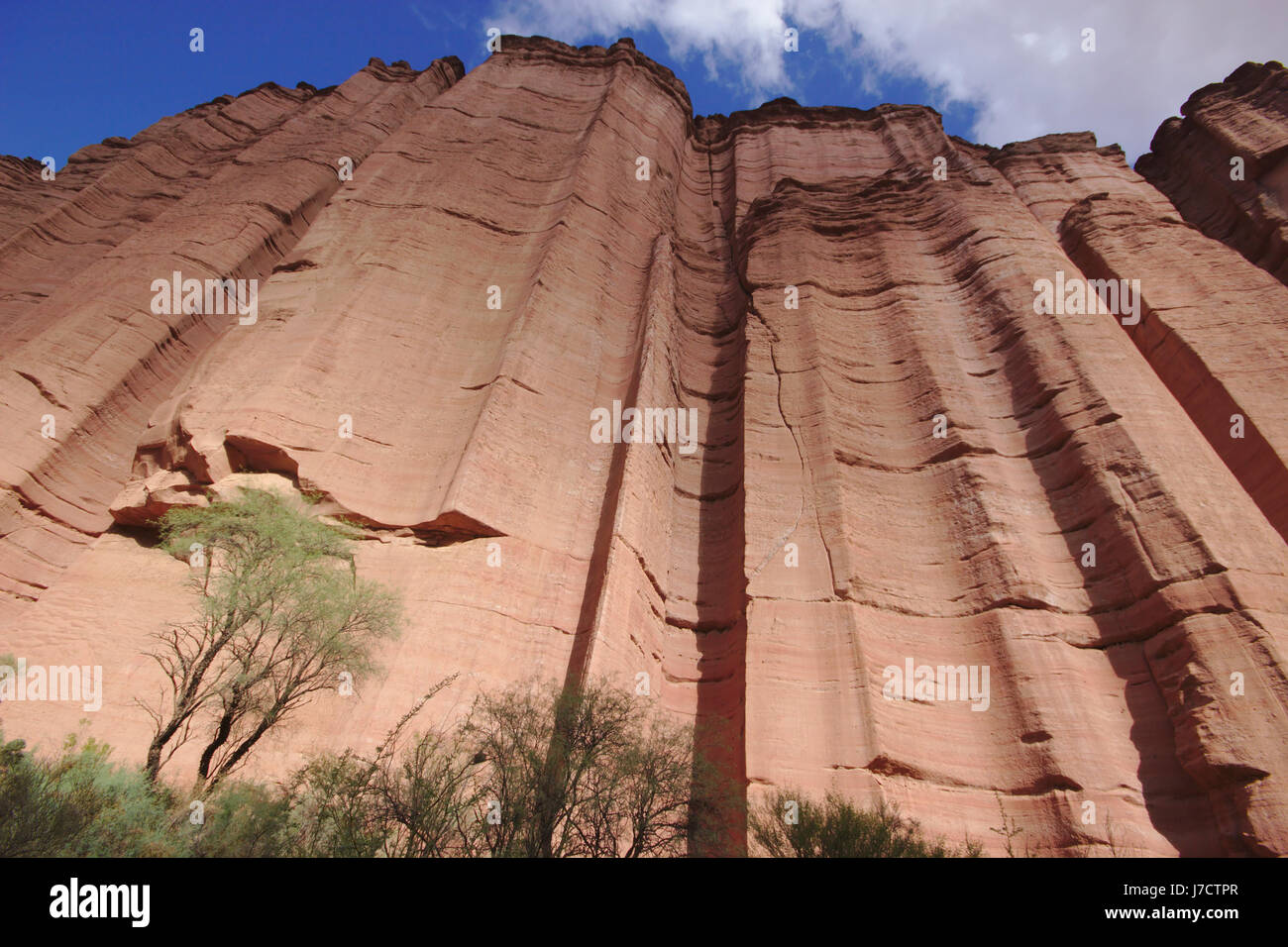 Talampaya Schlucht mit "Schornstein", Talampaya Nationalpark, Argentinien Stockfoto