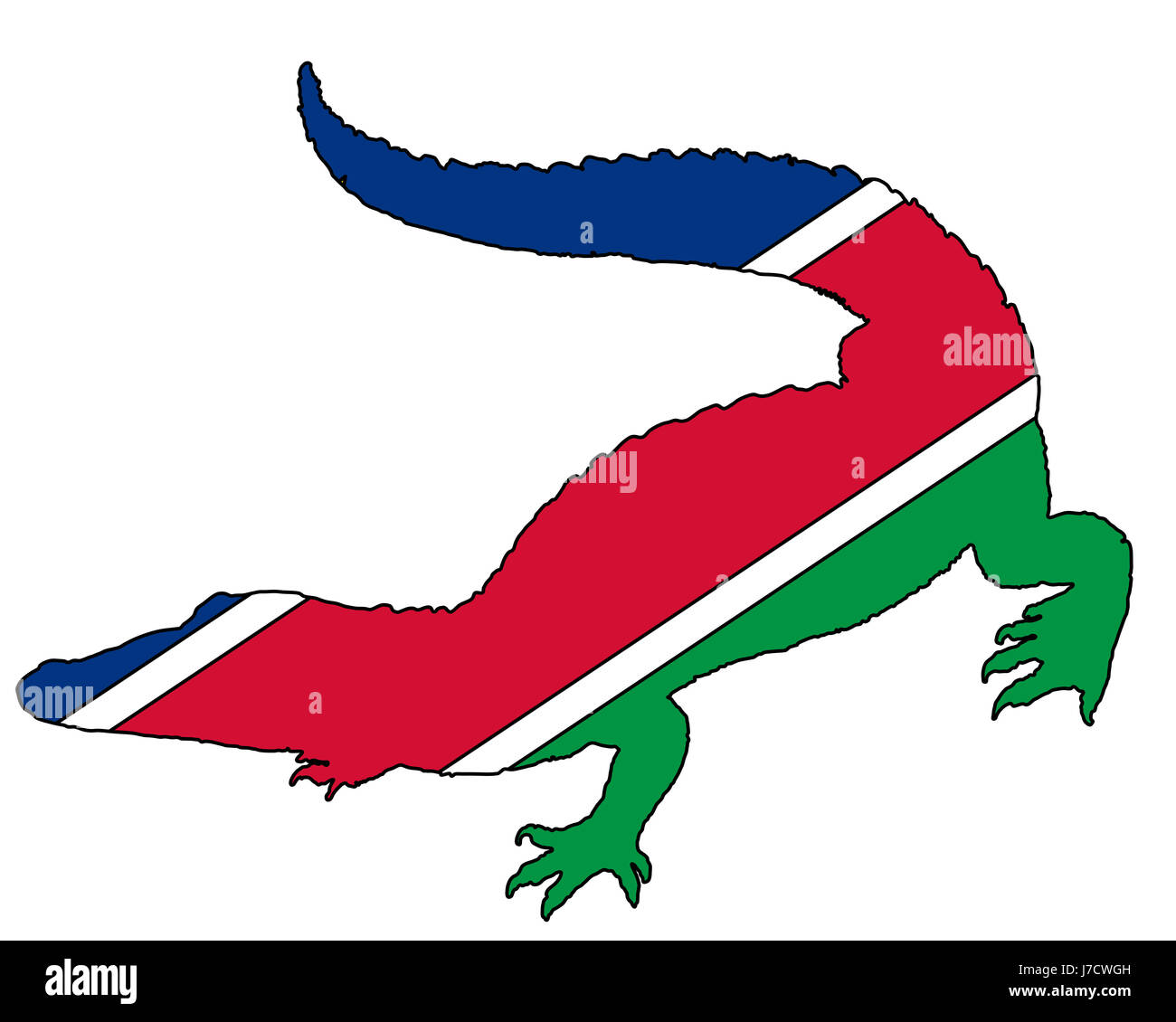 Afrika-Krokodil-Namibia-Flag unterschreiben Signal optional blau Tier Reptil Stockfoto