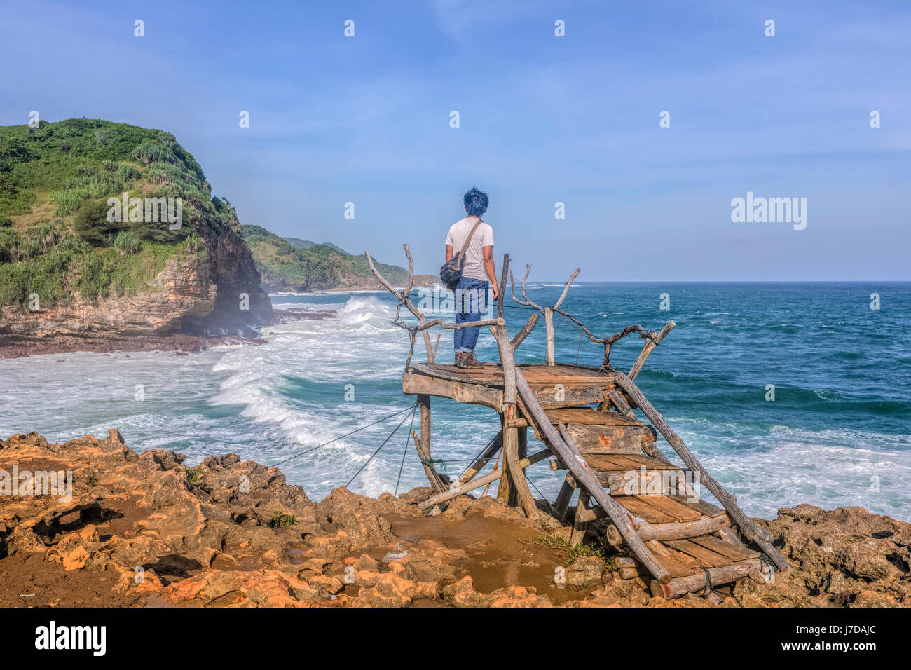 Aussichtspunkt am Timang Strand, Yogyakarta, Java, Indonesien, Asien Stockfoto