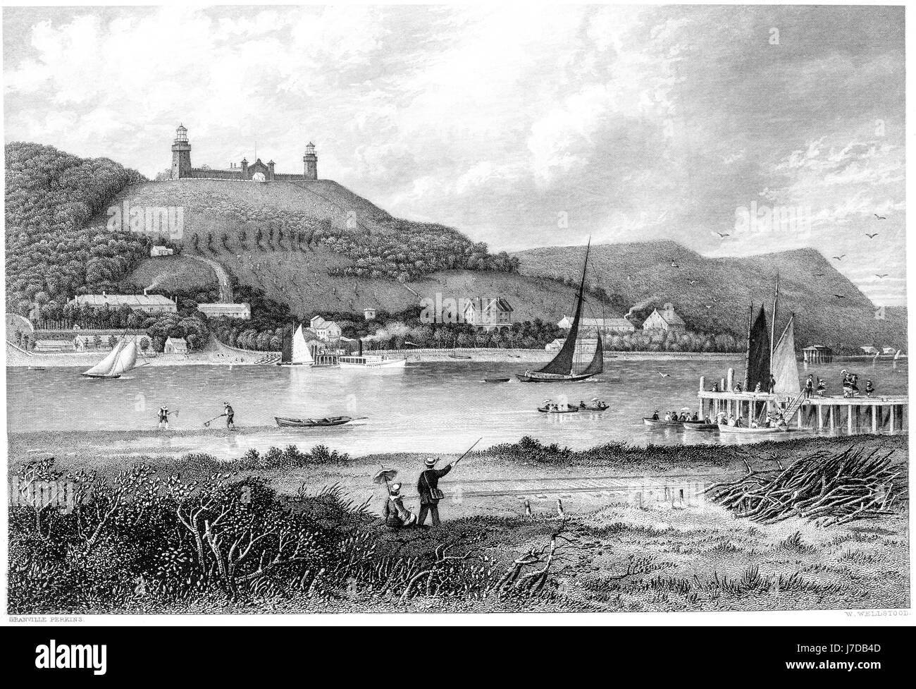 Eine Gravur der Highlands of the Neversink USA, gescannt mit hoher Auflösung aus einem 1872 gedruckten Buch. Glaubte, dass es keine Urheberrechte gibt Stockfoto