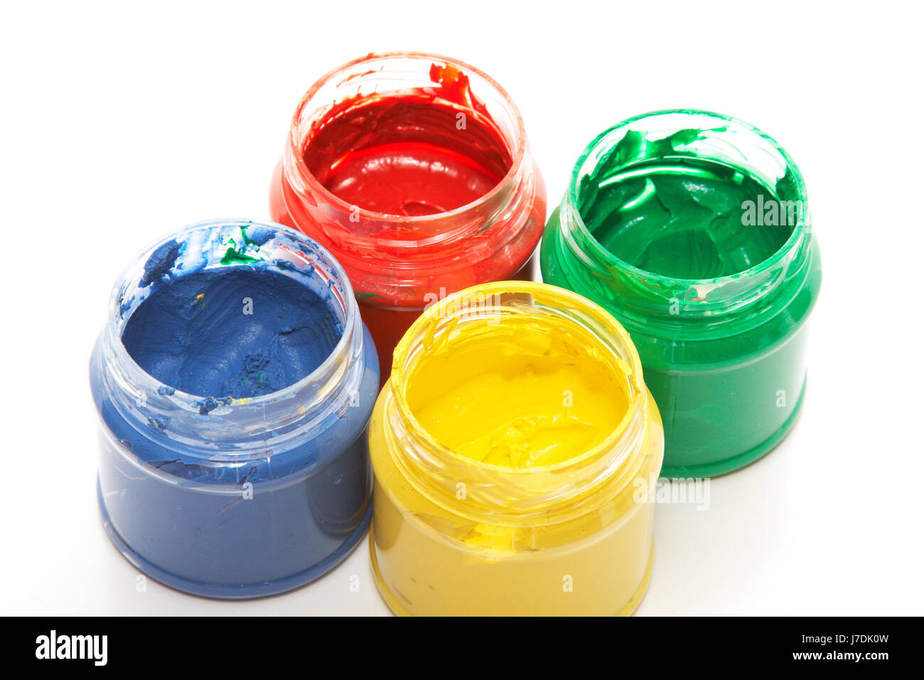 blaue Finger Kunst isoliert Farbe grün Pastellmalerei Eimer schmutzig container Stockfoto