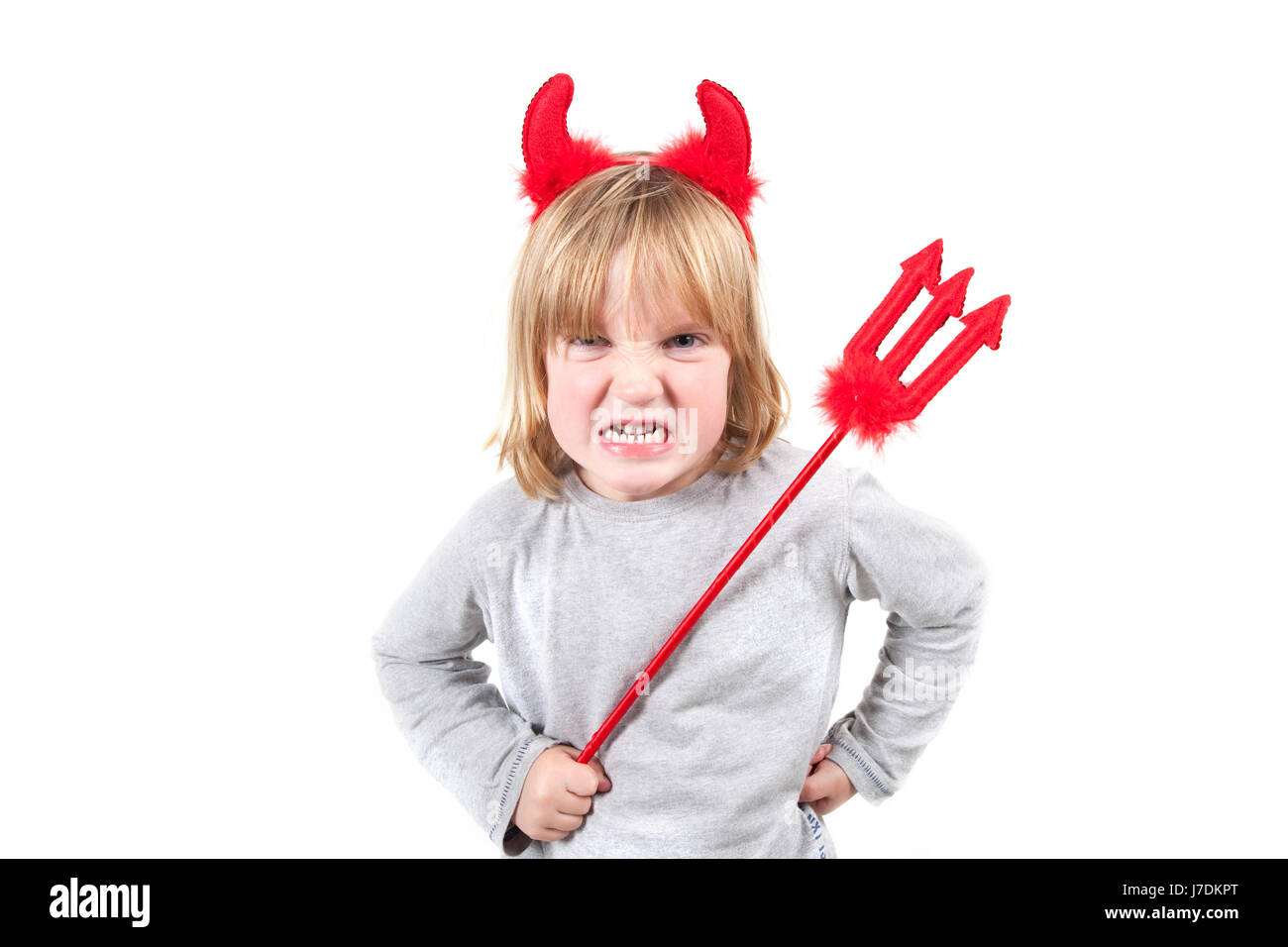 Halloween Kostüm Unfug Kindheit Kind devil isoliert verspielt frech Stockfoto