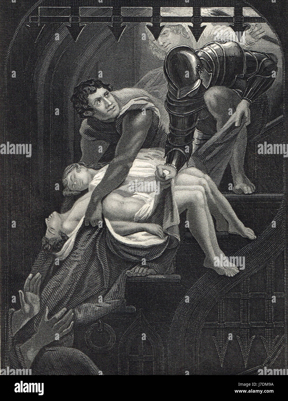Tod der beiden Prinzen im Tower von London 1483 Stockfoto