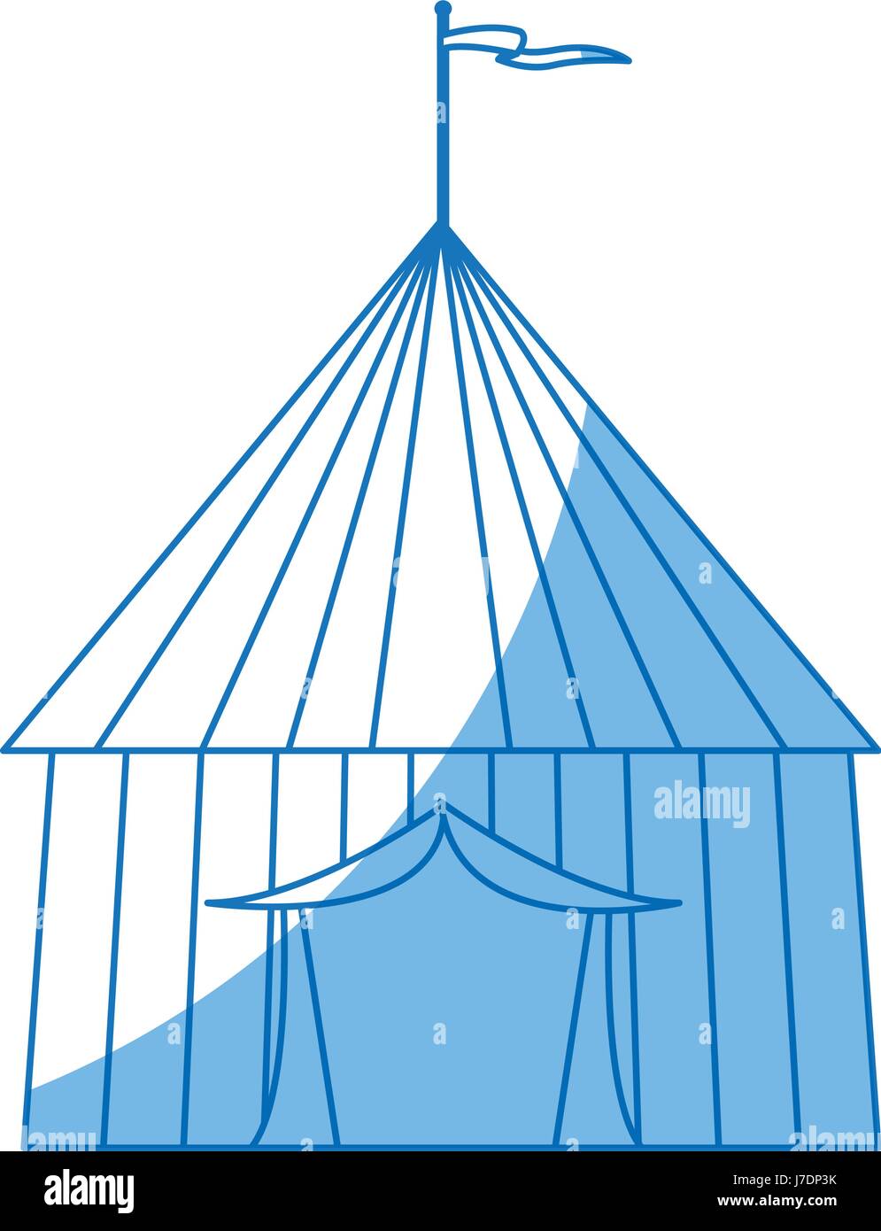 gestreifte flanierende Zirkuszelt Festzelt mit Fahne-Vektor-illustration Stock Vektor