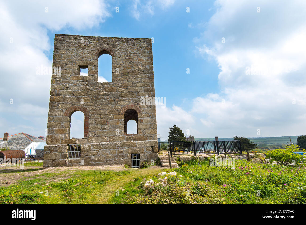 South Condurrow Briefmarken Engine House, auf der Website von König Edward Mine Museum bei Camborne, Cornwall, UK, wurde 1869 gebaut und fuhren 48 Staats-und Briefmarken whi Stockfoto