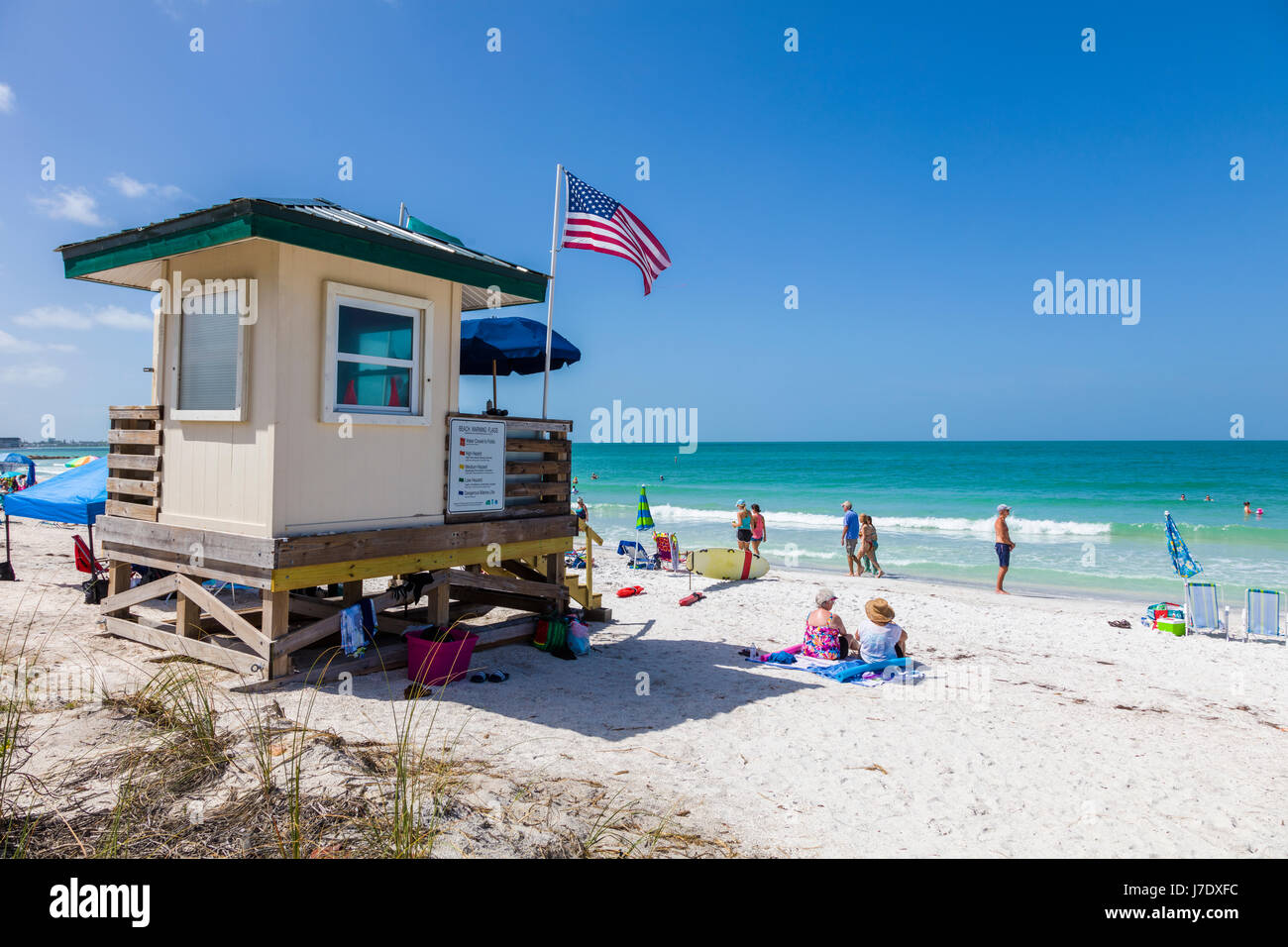 Bademeister Stand am Lido Strand am Golf von Mexiko auf Lido Key in Florida Saraspta Stockfoto