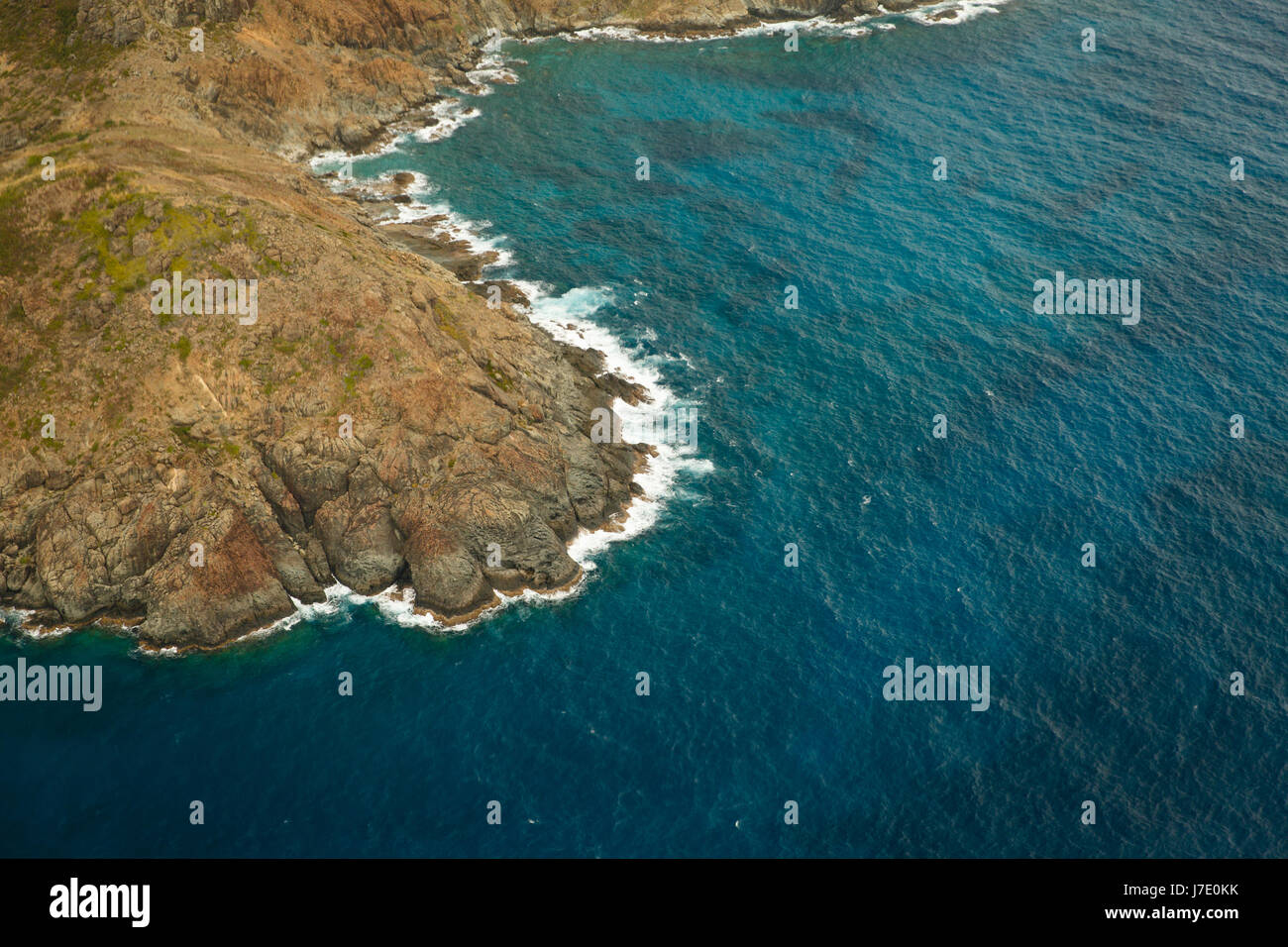 Ariel-Blick auf die Küste der britischen Jungferninseln türkisfarbenen Gewässer Stockfoto