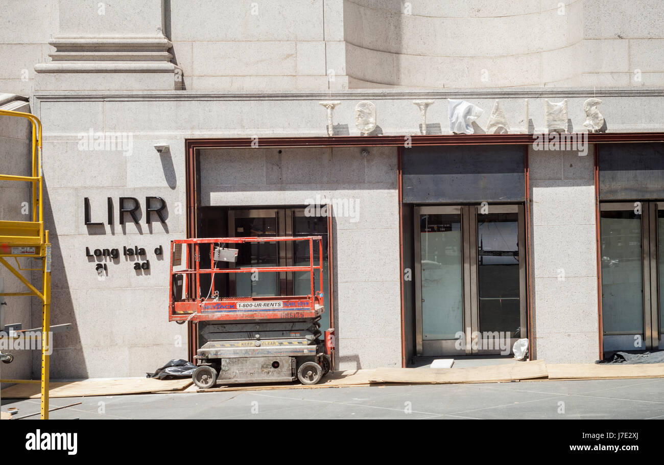 Eine unter Bau Eingang zur Penn Station in das James A. Farley Post Office, das Herzstück der Moynihan Station Projekt, auf Sonntag, 21. Mai 2017. NYS Gouverneur Andrew Cuomo hat einen Brief an Präsident Donald Trump bitten um Unterstützung in die notwendigen Reparaturen, die im Laufe des Sommers in Pennsylvania Station stattfinden. (© Richard B. Levine) Stockfoto
