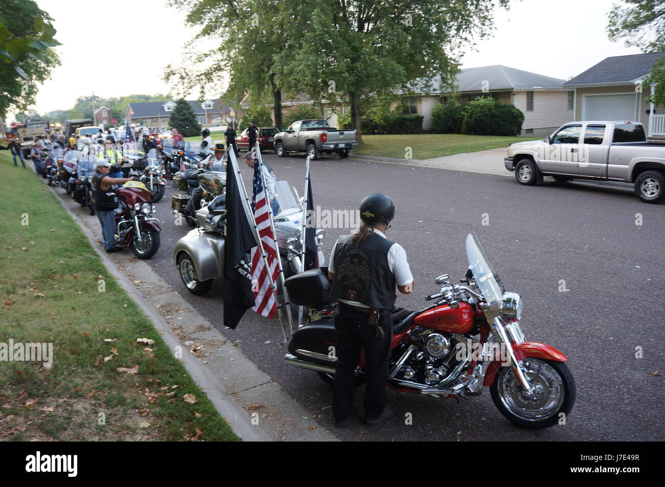 Motorrad-Parade Veteranen USA Stockfoto