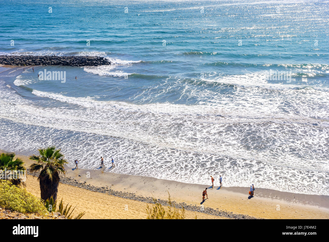 Strand in Playa del Ingles. Maspalomas, Gran Canaria, Kanarische Inseln, Spanien Stockfoto