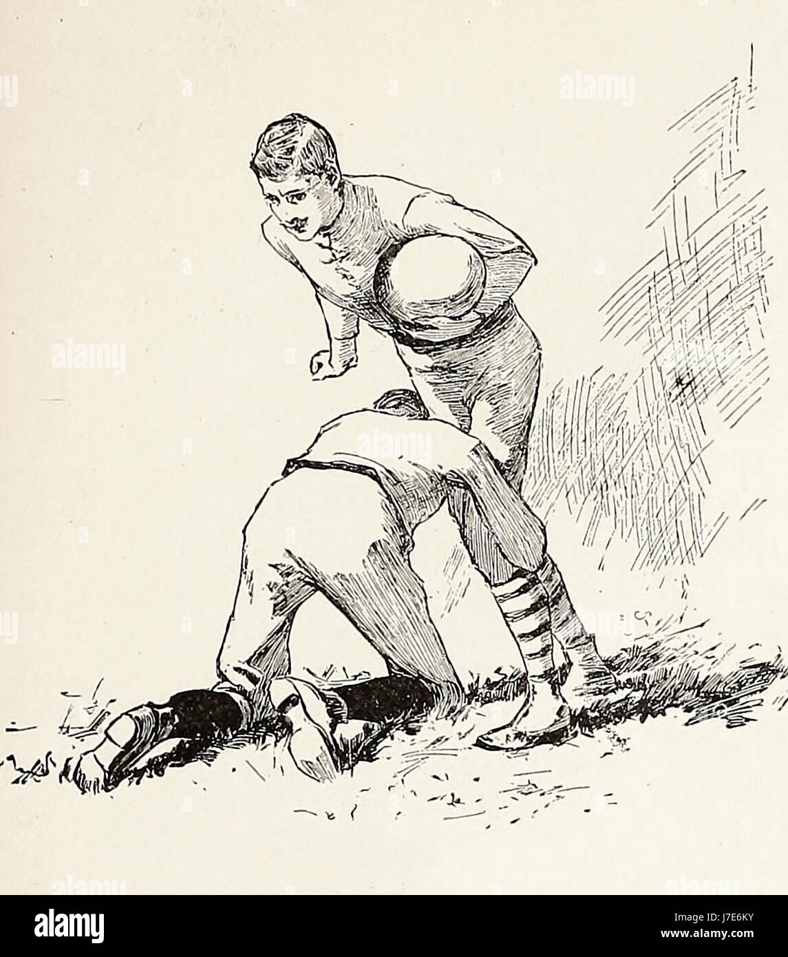 Ein Foul Tackle, Low - American Football, ca. 1887 Stockfoto