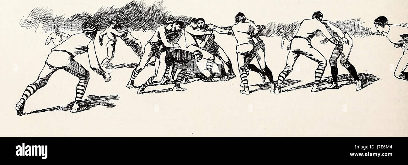 Quarterback unter den Ball - American Football, 1887 Stockfoto