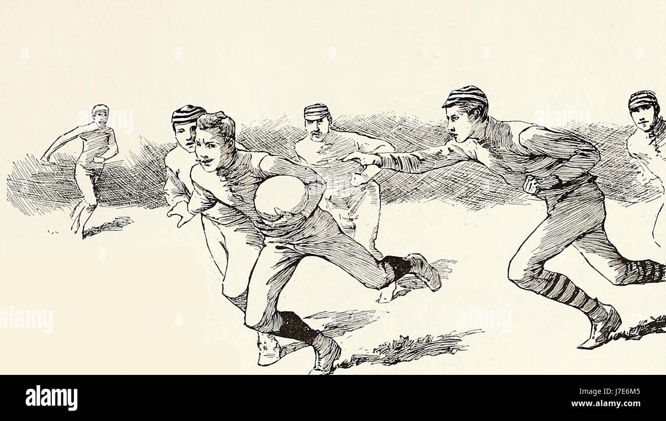 Laufen mit dem Ball - American Football, ca. 1887 Stockfoto