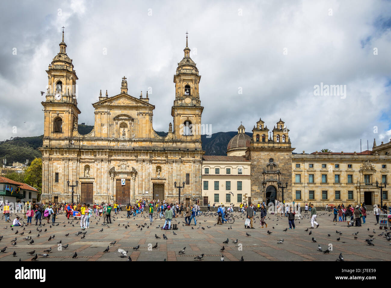 Bolivar-Platz und die Kathedrale - Bogotá, Kolumbien Stockfoto