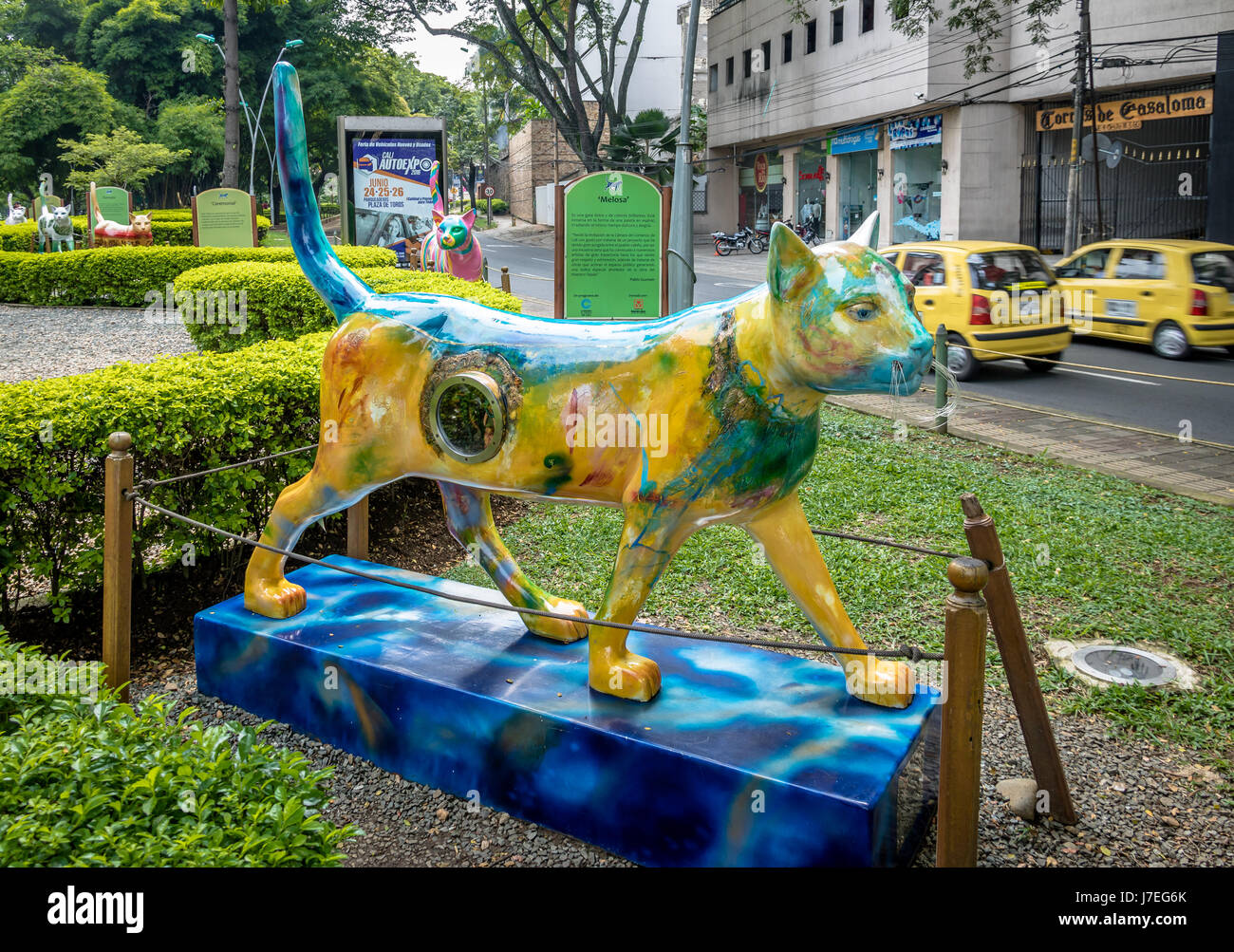 Skulptur Katze Katzen Park - Cali, Kolumbien Stockfoto