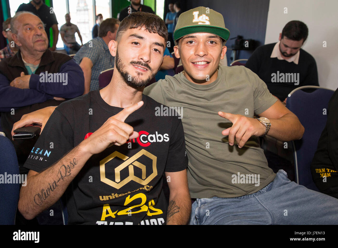 Cardiff, Wales, UK, Mai 24. 2017. Brüder und Boxer Andrew und Lee Selby vor einer Pressekonferenz im Clayton Hotel vor Lees WBC Welt Fliegengewicht Titel Eliminator Kampf in Hallam FM Arena am Freitag, den 26. Mai.  Picture by Mark Hawkins Credit: Mark Hawkins/Alamy Live-Nachrichten Stockfoto