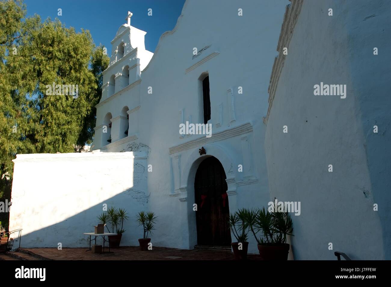 Reisen Religion Kirche Attraktion California Museum touristische Fassade Glockenturm Stockfoto