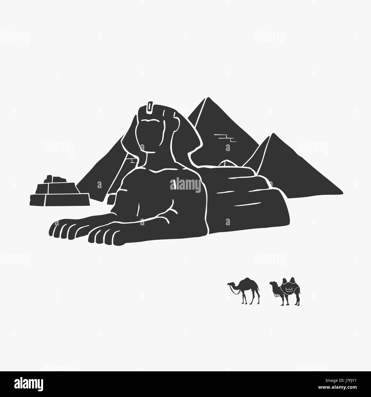 Ägyptische Pyramiden und Kamele-Vektor-Illustration Stock Vektor