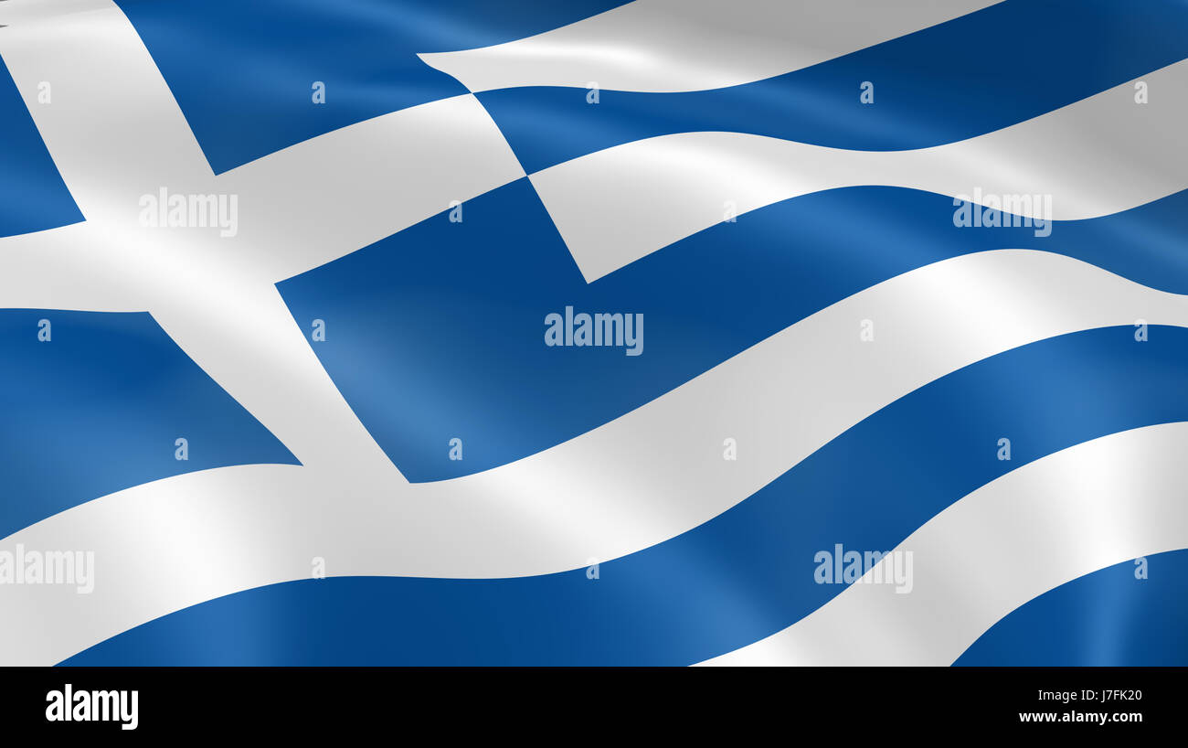 blaue Griechenland griechische Flagge zu Ehren nationale Athen Patriot Patriotismus weißen Piktogramm Stockfoto