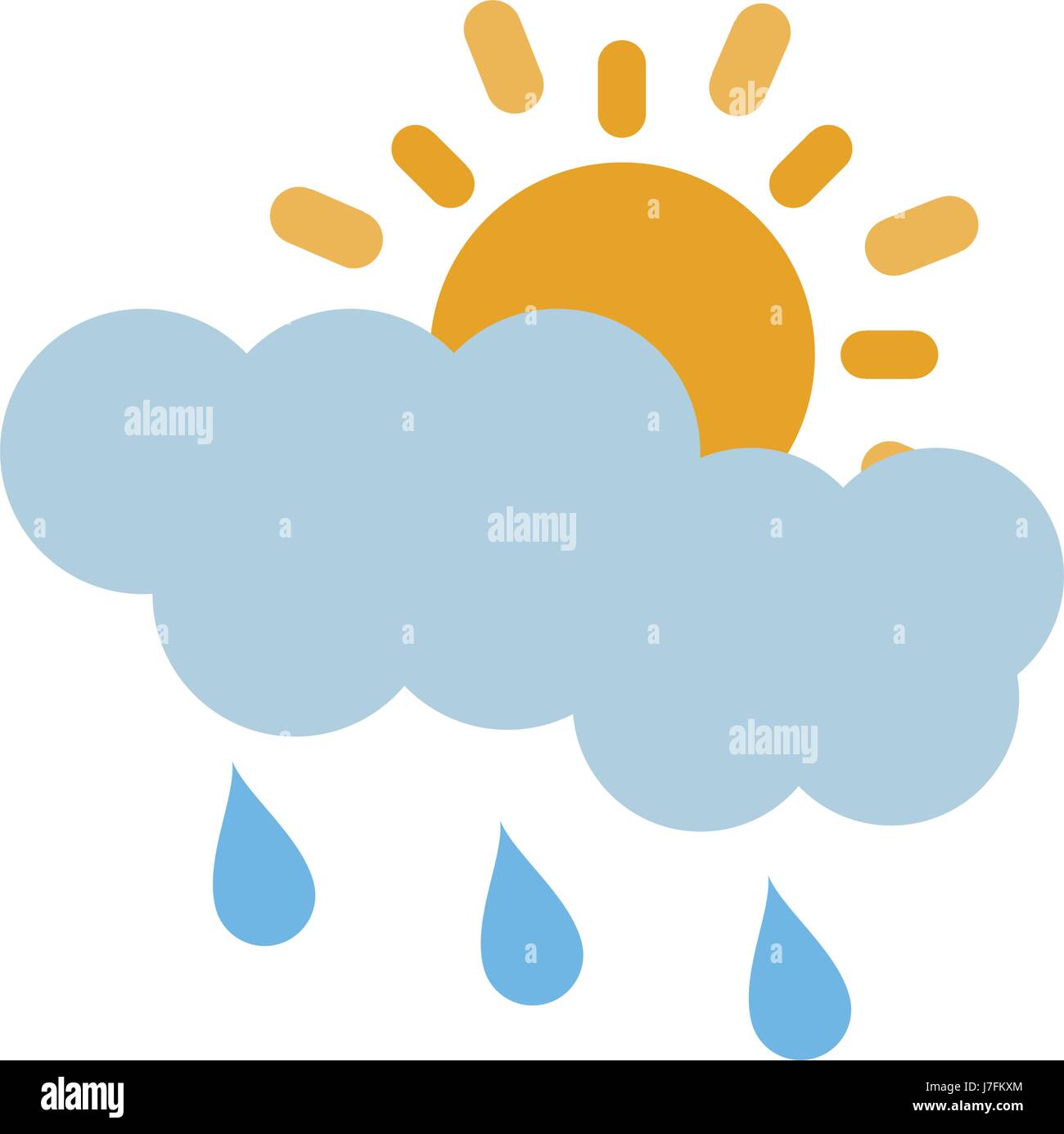 teilweise berdachte Cartoon Sonne mit regen  Wolken 