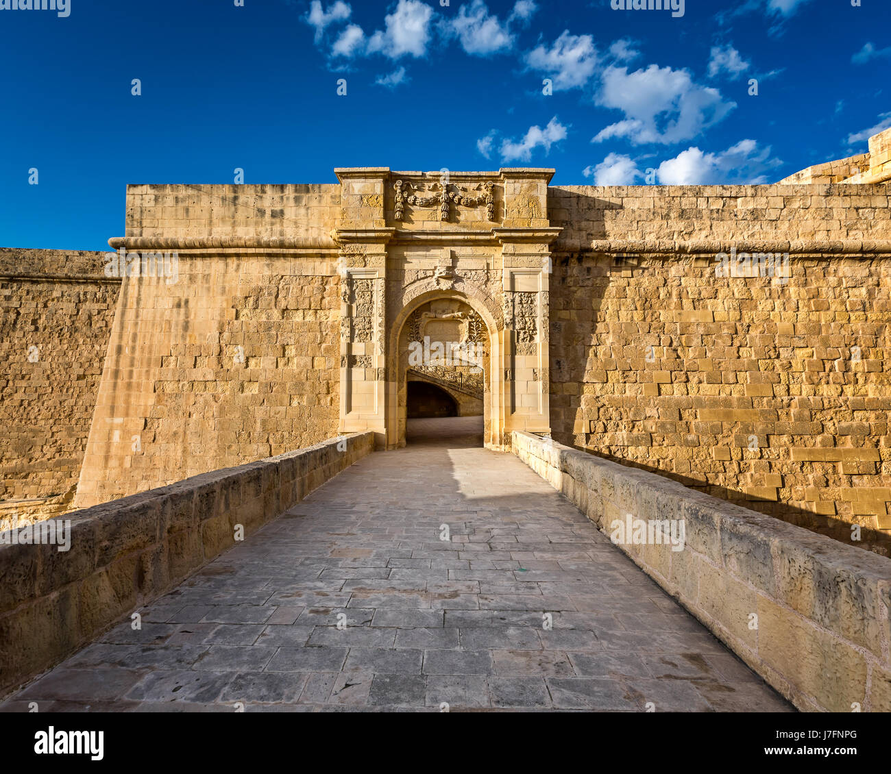 Fort St. Angelo Tore in Citta Vittoriosa (Birgu), Malta Stockfoto
