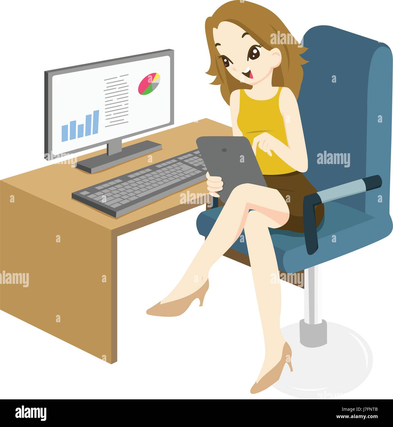 Business-Frau Gefühl gerne Surfen im Büro Stock Vektor