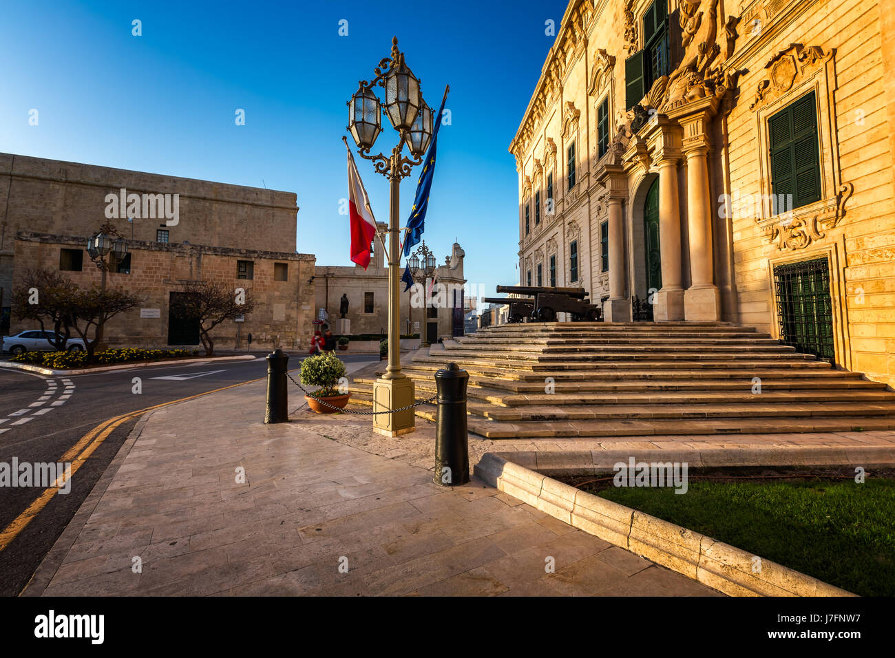 Auberge de Castille zählt zu den sieben ursprünglichen Auberges gebaut in Valletta, Malta für die Zungen des Ordens des Heiligen Johannes Stockfoto