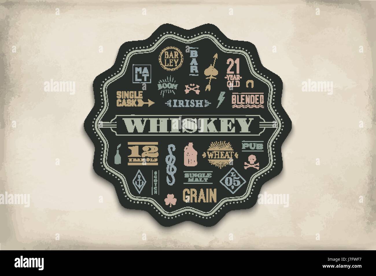Untersetzer für Whiskey und Alkohol trinken Stock Vektor