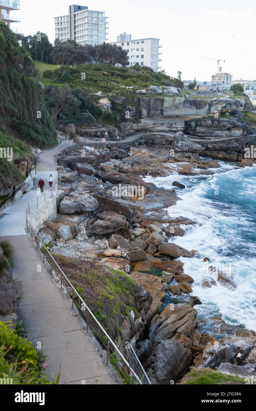 Bondi, Coogee Weg, Spaziergang entlang der Küste, über Bronte Beach und Waverley Cemetery Stockfoto