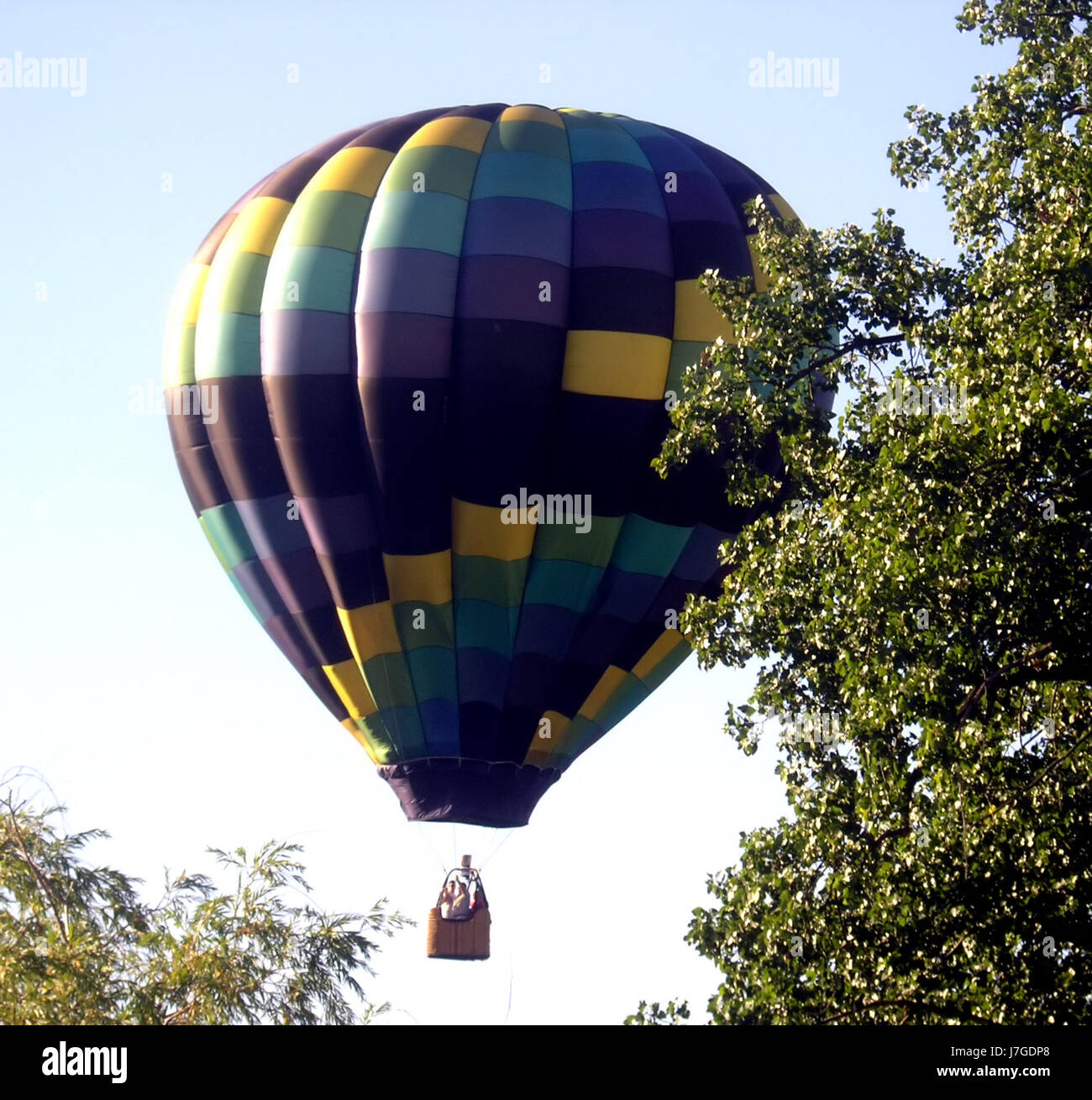 Blaue Stadt Stadt heißen Ballon schwebt Luft Firmament Himmel fliegen fliegen fliegen fliegen Stockfoto